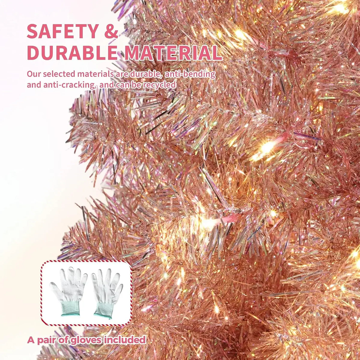 Garvee Prelit Artificial Christmas Tree With Warm White LED Lights