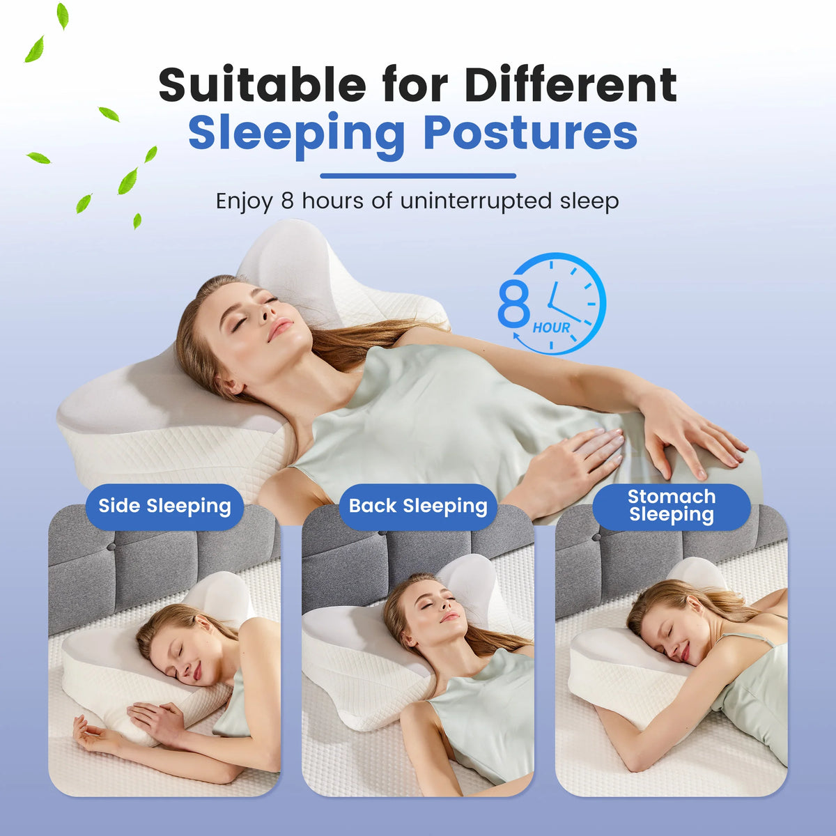 JHK Ergonomic Memory Foam Pillow With Cooling Case Cervical Support