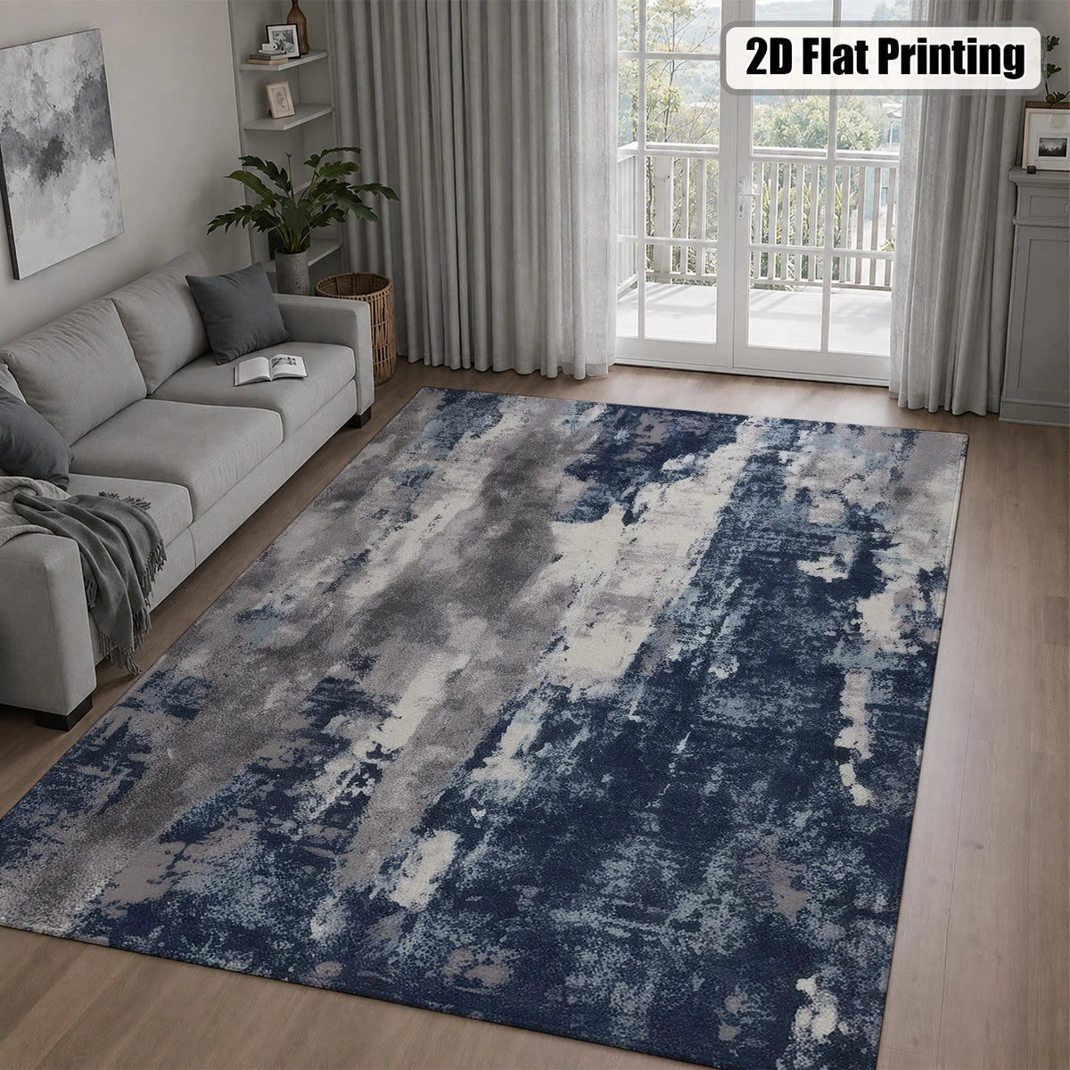 Soft Velvet Washable Abstract Area Rug With Non Slip Backing