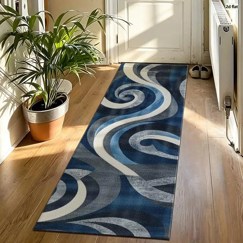Abstract Wave Swirl Pattern Area Rug for Living Room Flooring