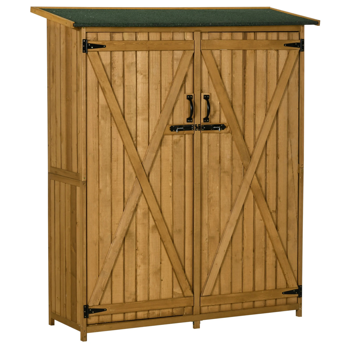Outsunny Waterproof Wooden Garden Storage Shed With Shelves And Lock