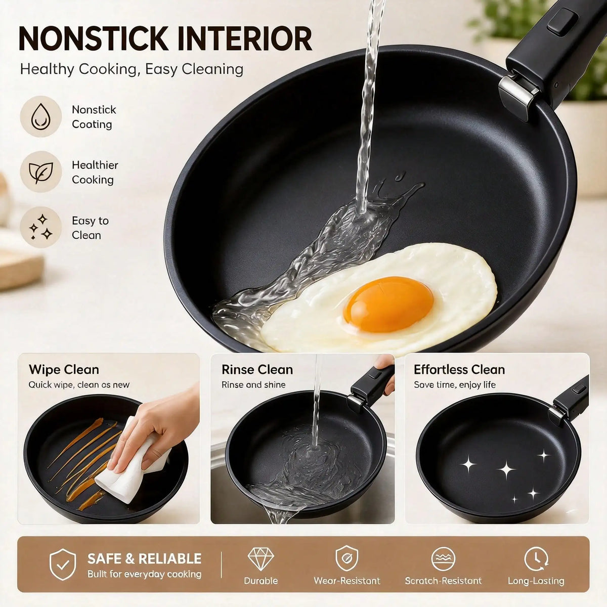 Premium 13PCS Nonstick Cookware Set With Detachable Handles, Matte Black Stackable Pots And Pans Set For Modern Kitchen, RV Camping, Induction Compatible Cooking Set(304 Stainless Steel) sh260805145768381269248