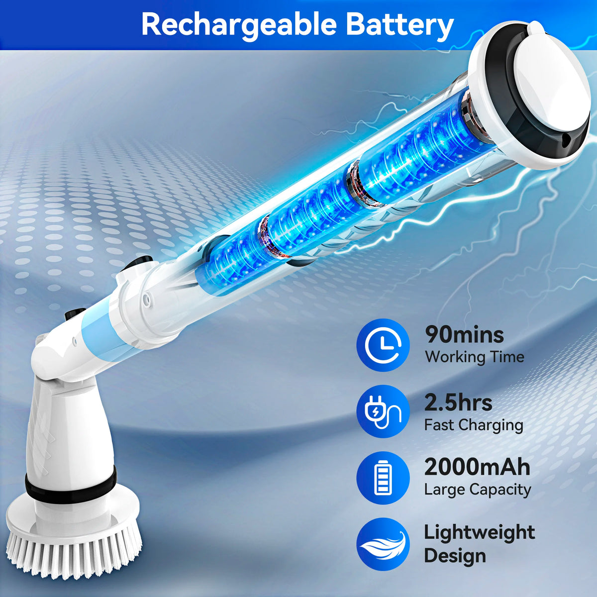 INSE Cordless Electric Spin Scrubber With Replaceable Brush Heads