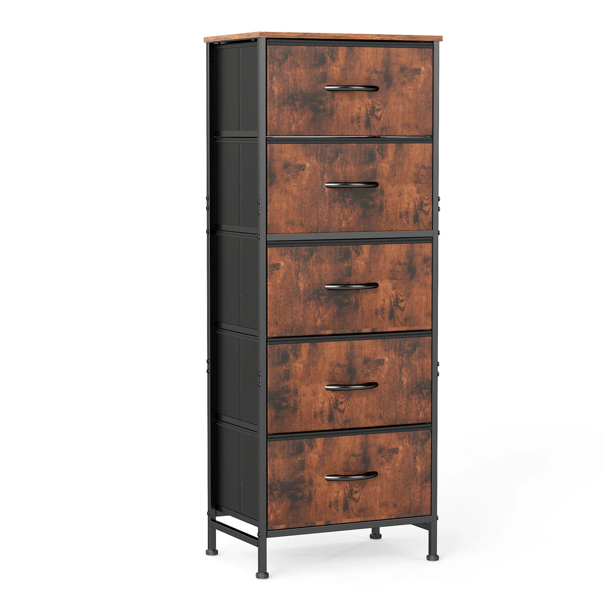 JHK 5 Drawer Fabric Dresser For Bedroom Storage Cabinet