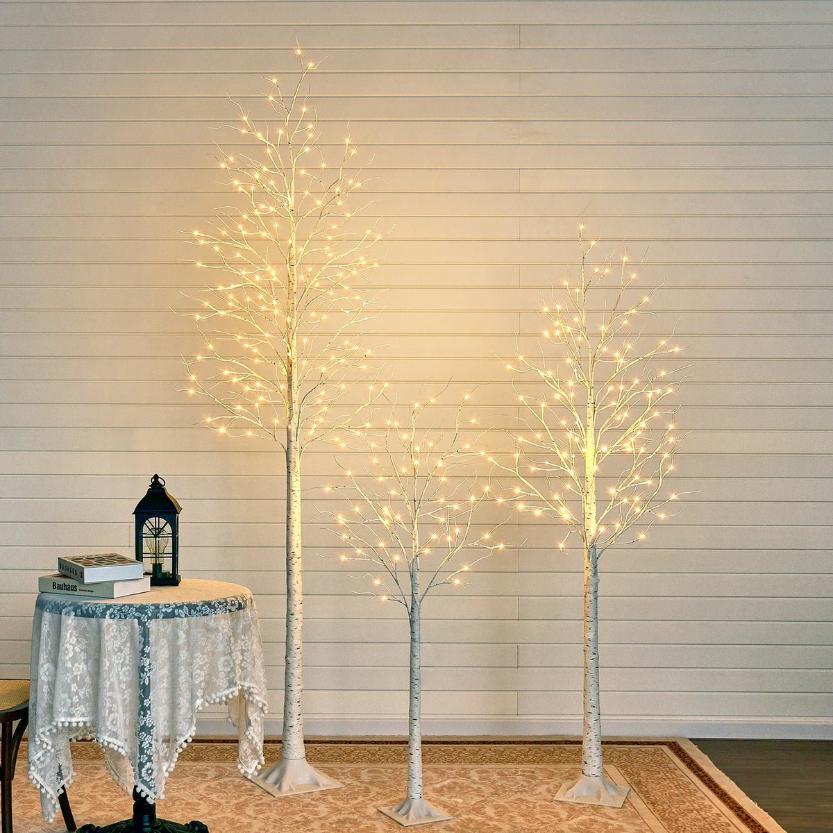 DR.PLANZEN Artificial Lighted Birch Tree for Holiday Home Decor