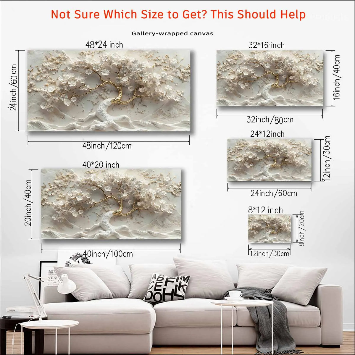Floral Tree Canvas Wall Art With Framed 3D Flower Print