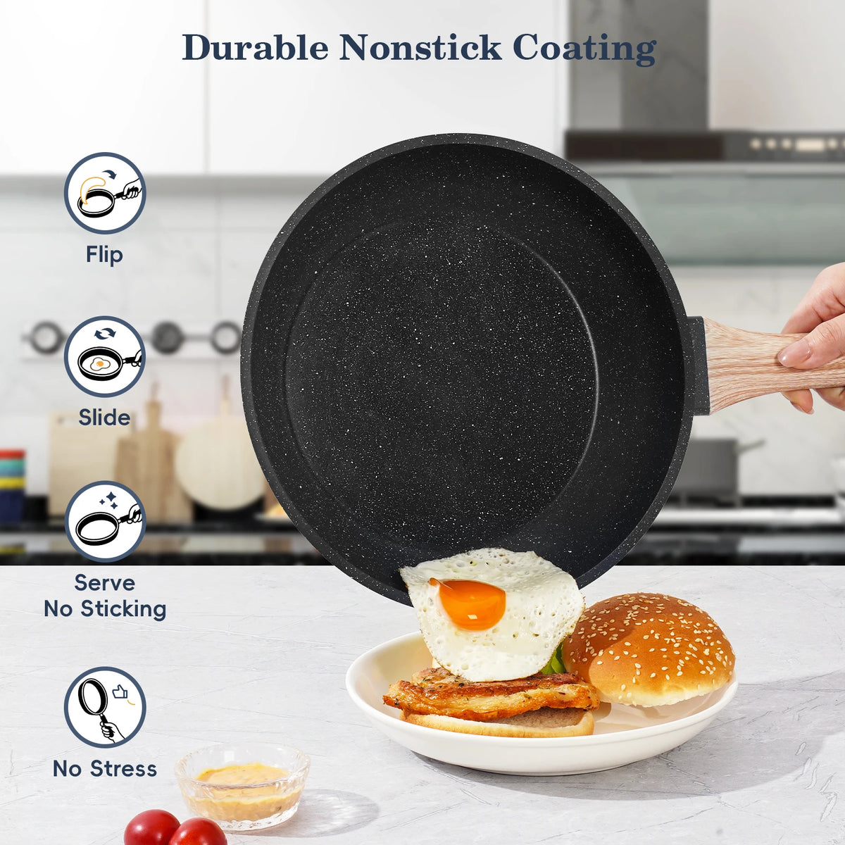Non Stick Granite Cookware Set With Ceramic Pots And Pans