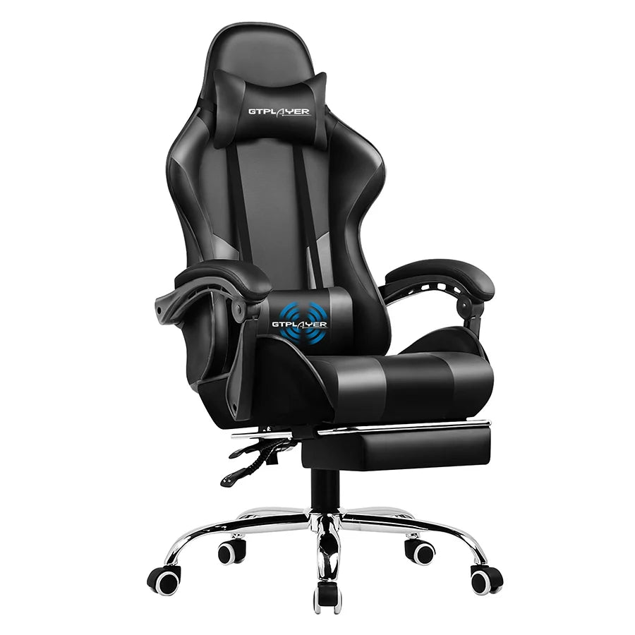 GTPLAYER Gaming Chair With Footrest, Lumbar Support And Headrest