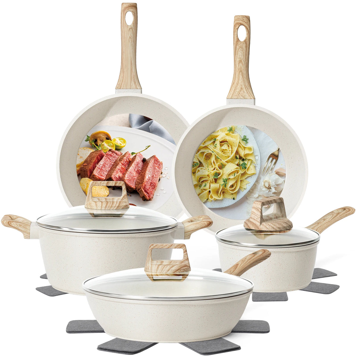 Non Stick Granite Cookware Set With Ceramic Pots And Pans