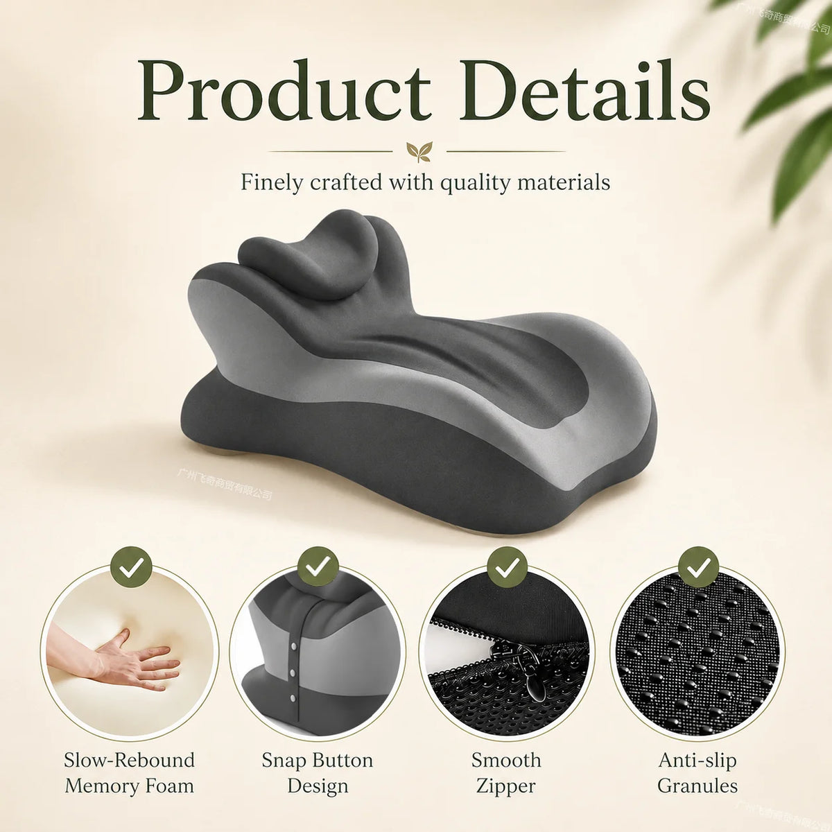 Multifunctional Memory Foam Reading Pillow With Removable Headrest For Bed