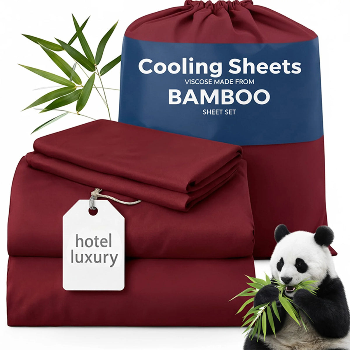 Bamboo Viscose Cooling Sheet Set With Deep Pocket Fitted Sheet