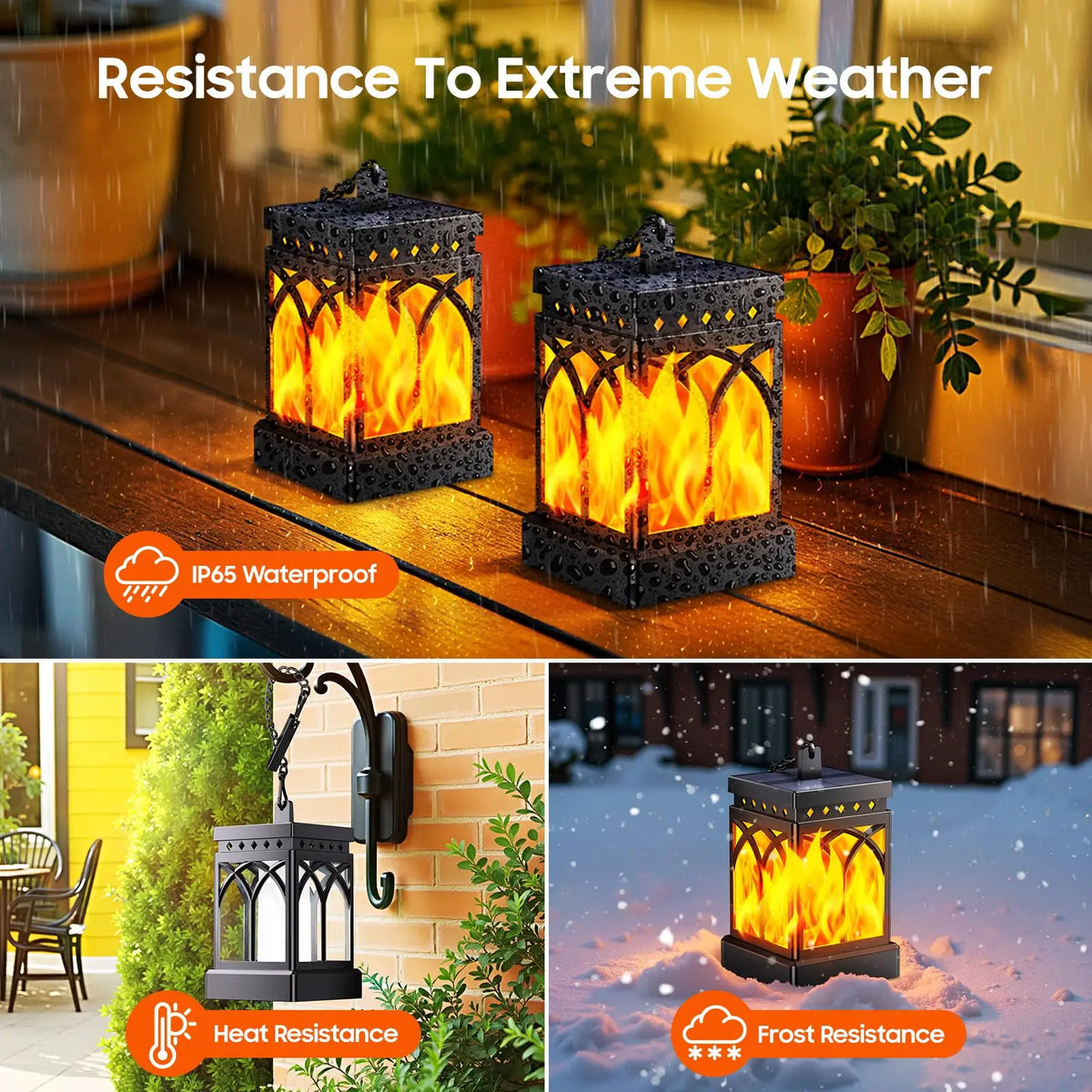 Waterproof Outdoor Solar Lanterns With LED Lights Automatic On Off