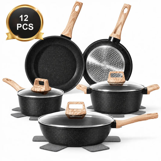 Non Stick Granite Cookware Set With Ceramic Pots And Pans