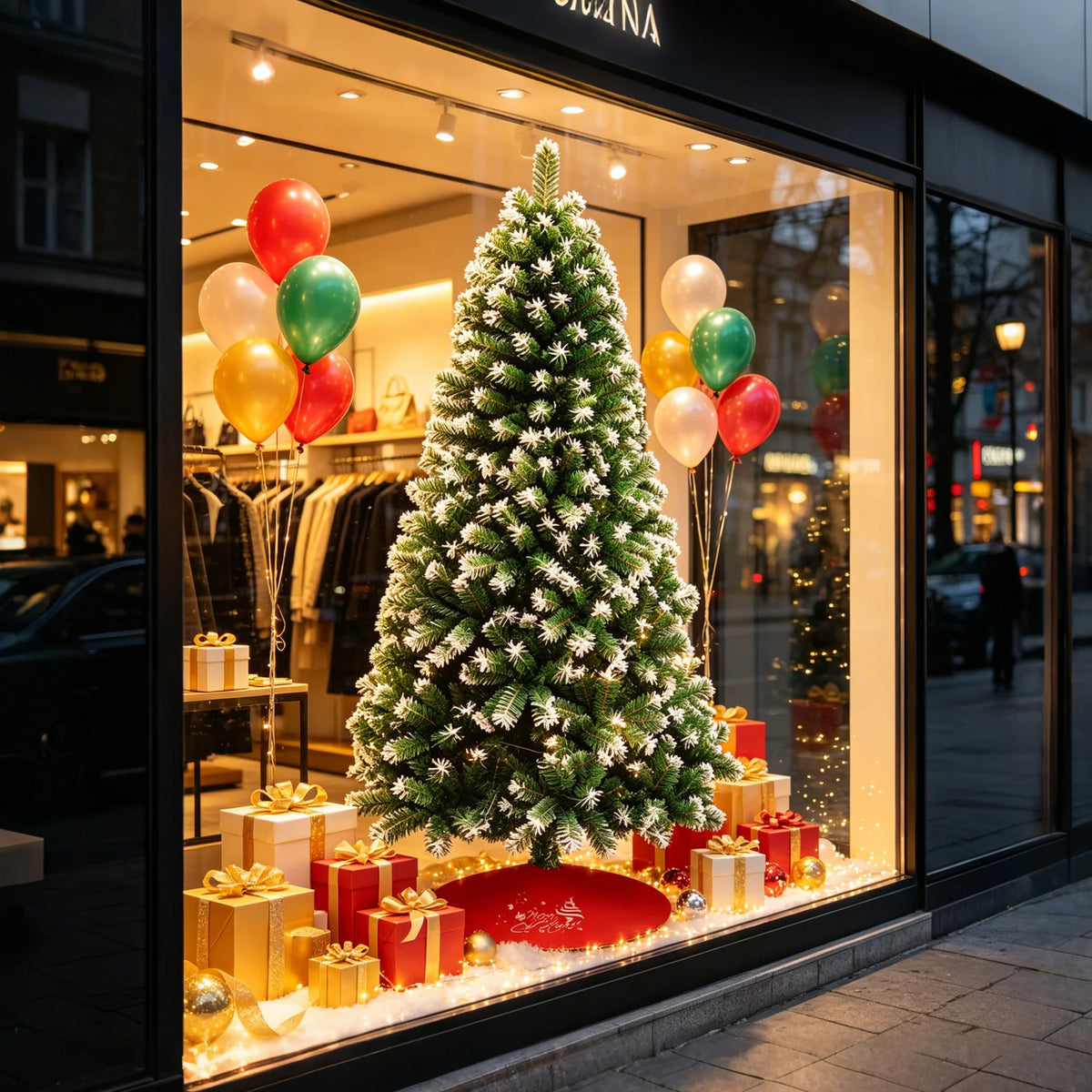 Flocked Artificial Tree With Foldable Metal Base for Holiday Decor