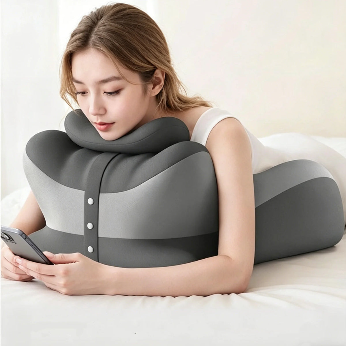 Multifunctional Memory Foam Reading Pillow With Removable Headrest For Bed
