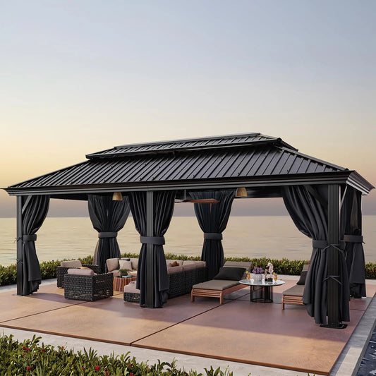 Tooluck Hardtop Gazebo with Steel Roof and Reinforced Aluminum Frame