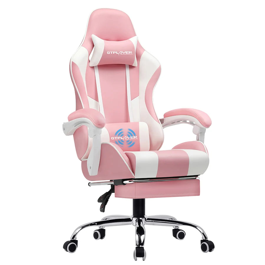 GTPLAYER Gaming Chair With Footrest, Lumbar Support And Headrest