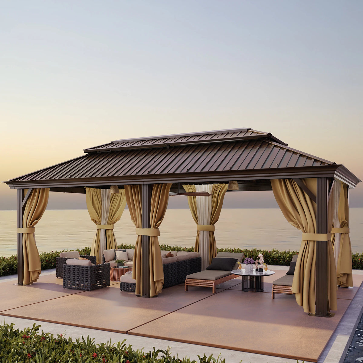 Tooluck Hardtop Gazebo with Steel Roof and Reinforced Aluminum Frame