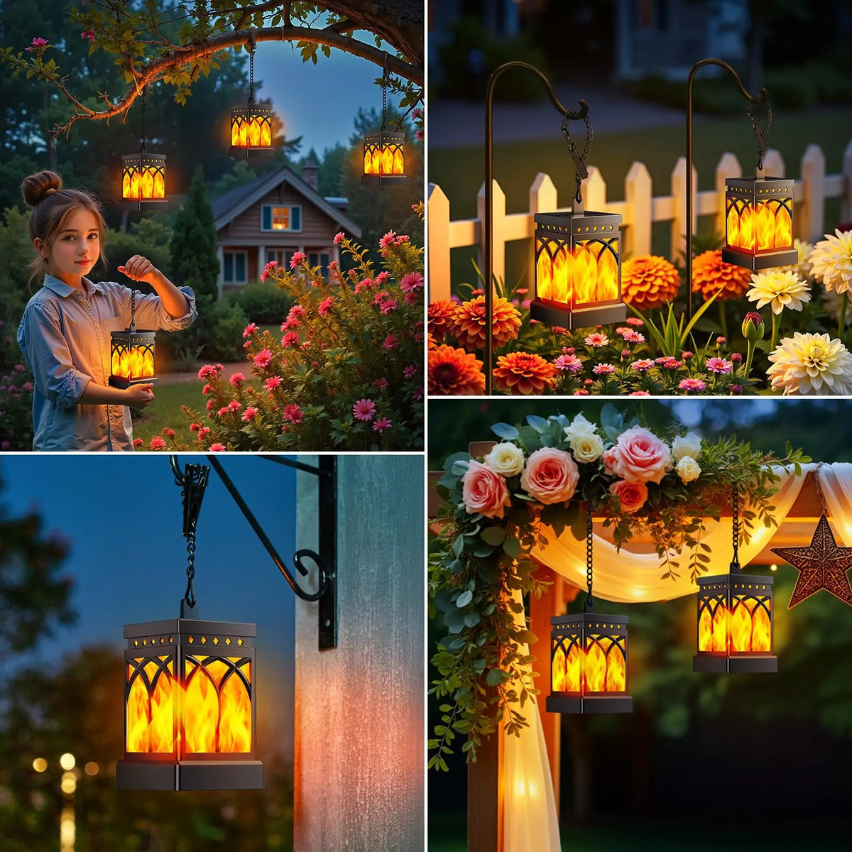 Waterproof Outdoor Solar Lanterns With LED Lights Automatic On Off