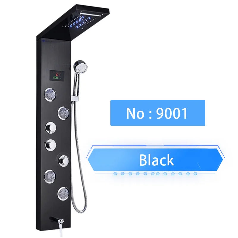 Shinesia LED Shower Panel With Massage Jets And Rainfall Faucet