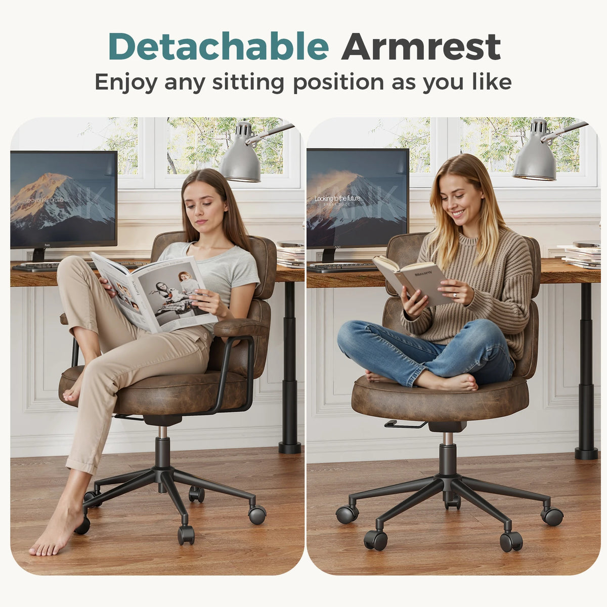 JHK Ergonomic PU Leather Office Chair With Lumbar Support