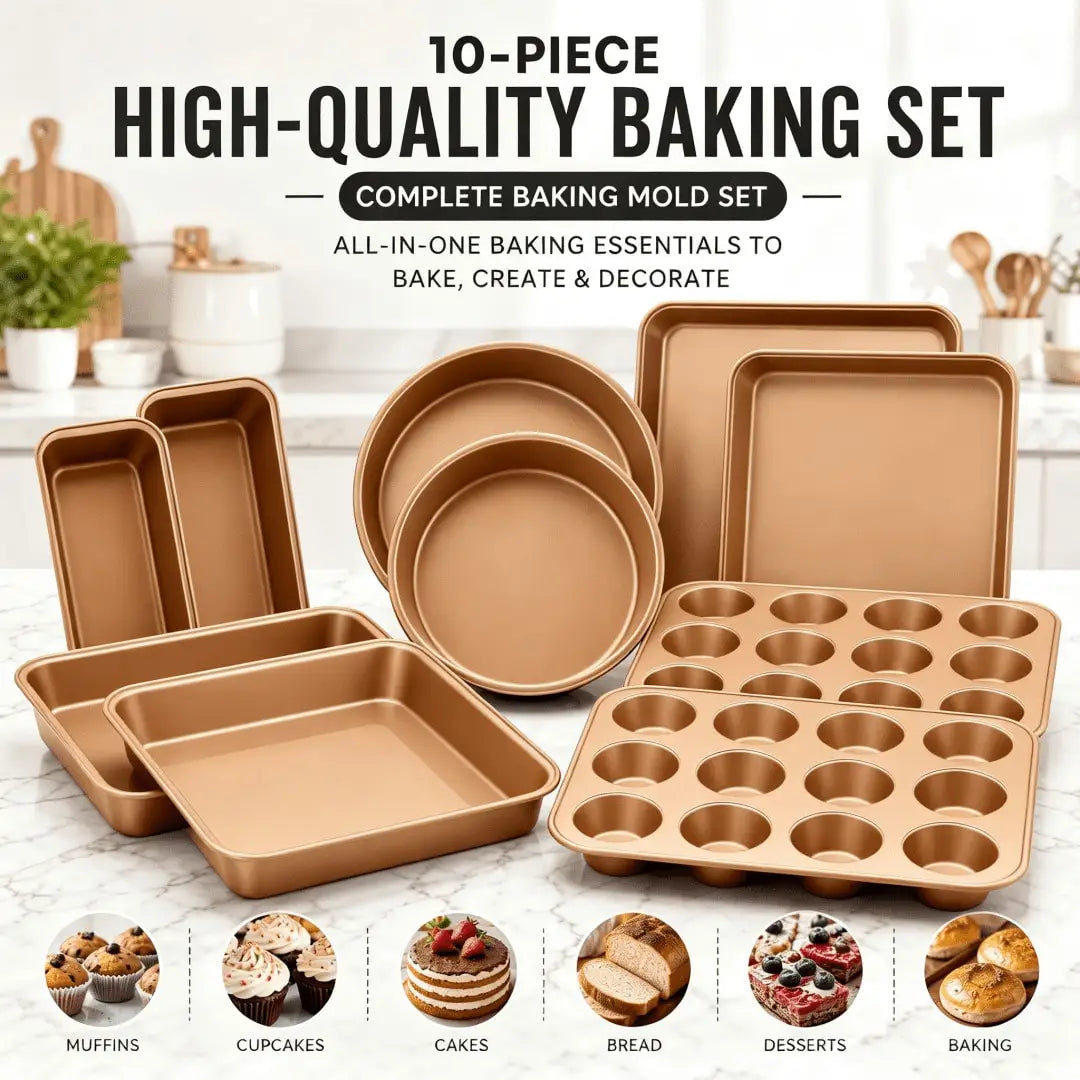 Carbon Steel Nonstick Bakeware Set with Cake Muffin Bread Pans