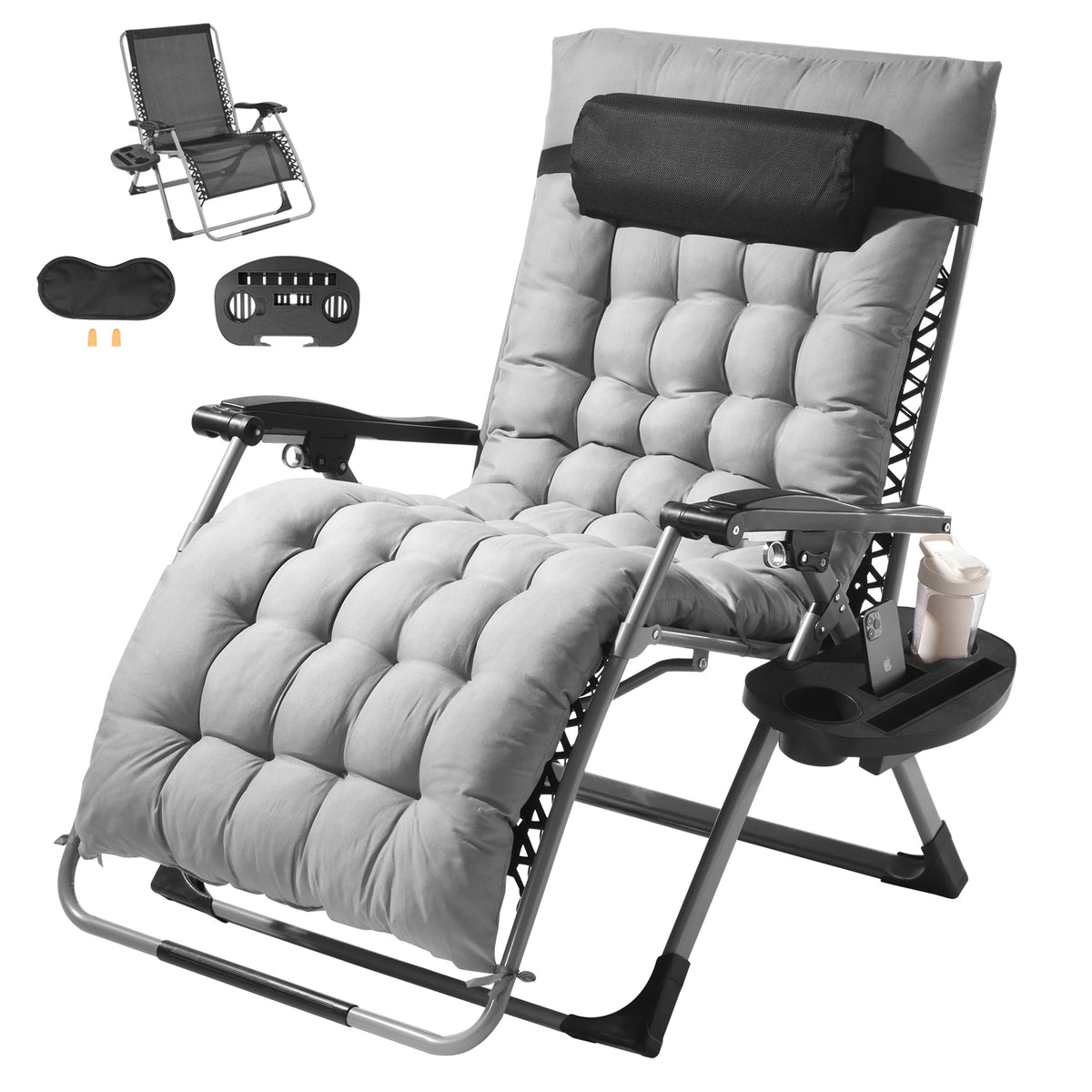 SucceBuy Zero Gravity Recliner with Cushion Footrest and Cupholder