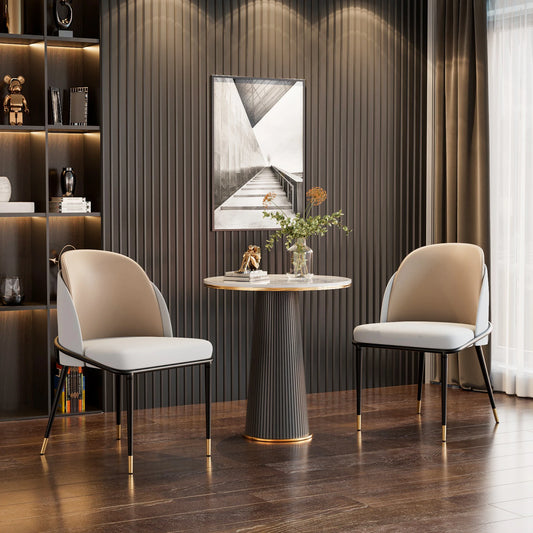 Modern Faux Leather Upholstered Dining Chairs With Padded Backrests