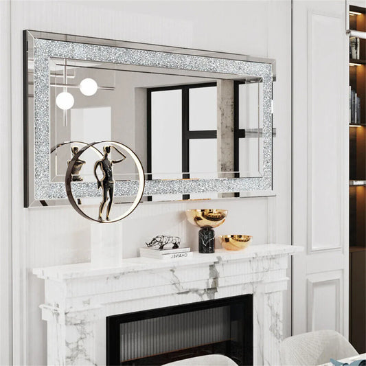 Crystal Crush Diamond Wall Mirror For Bedroom And Bathroom