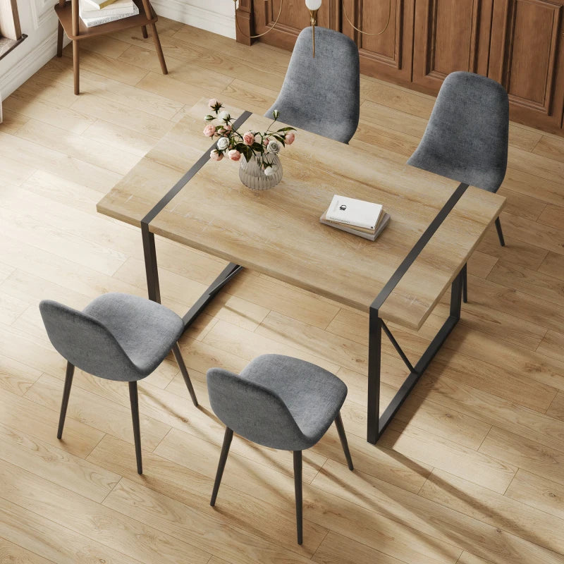 Rustic Industrial Dining Table and Upholstered Chair Set