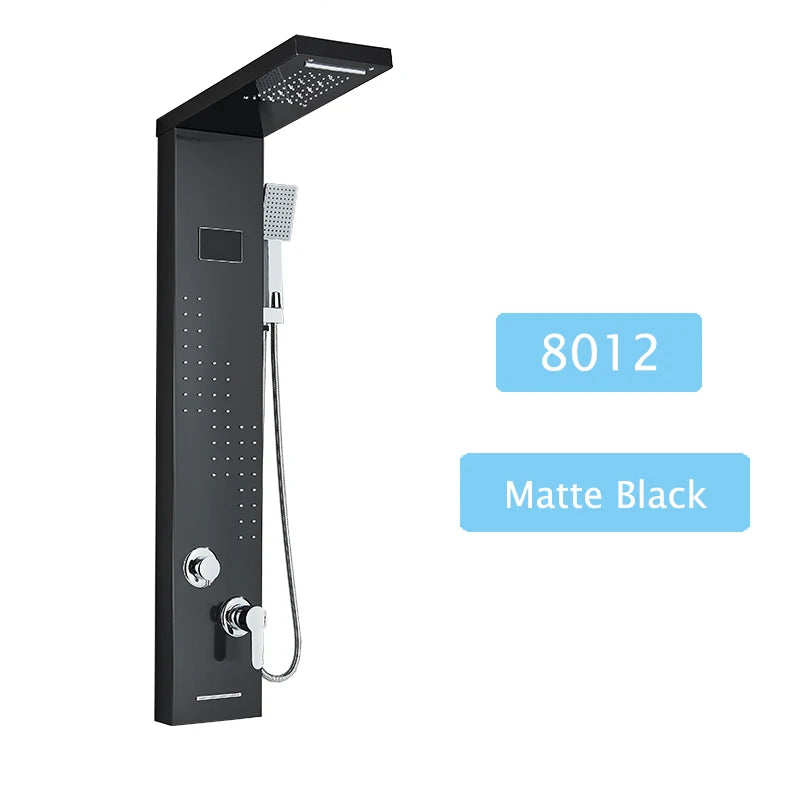 Shinesia LED Shower Panel With Massage Jets And Rainfall Faucet