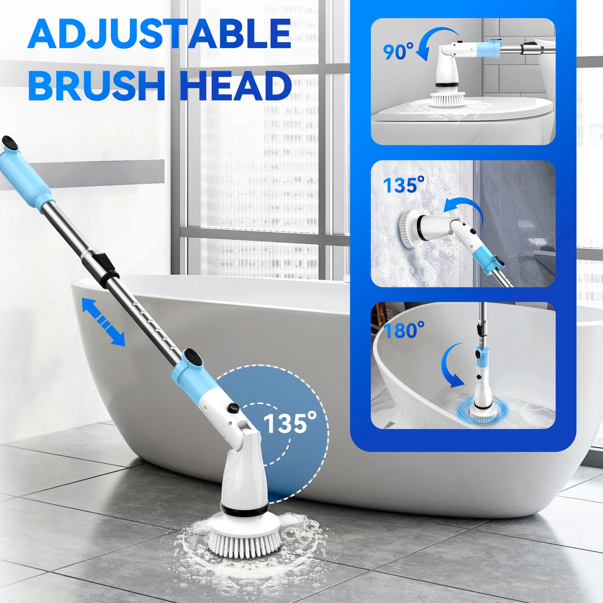 INSE Cordless Electric Spin Scrubber With Replaceable Brush Heads
