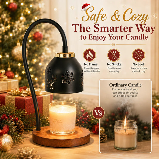 Christmas Snowflake Deer Candle Warmer Lamp With Timer And Dimming