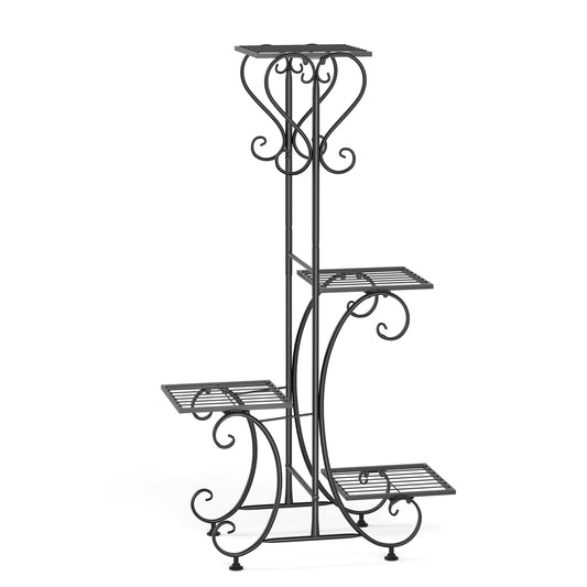 Four Tier Metal Plant Stand for Indoor Outdoor Garden Display