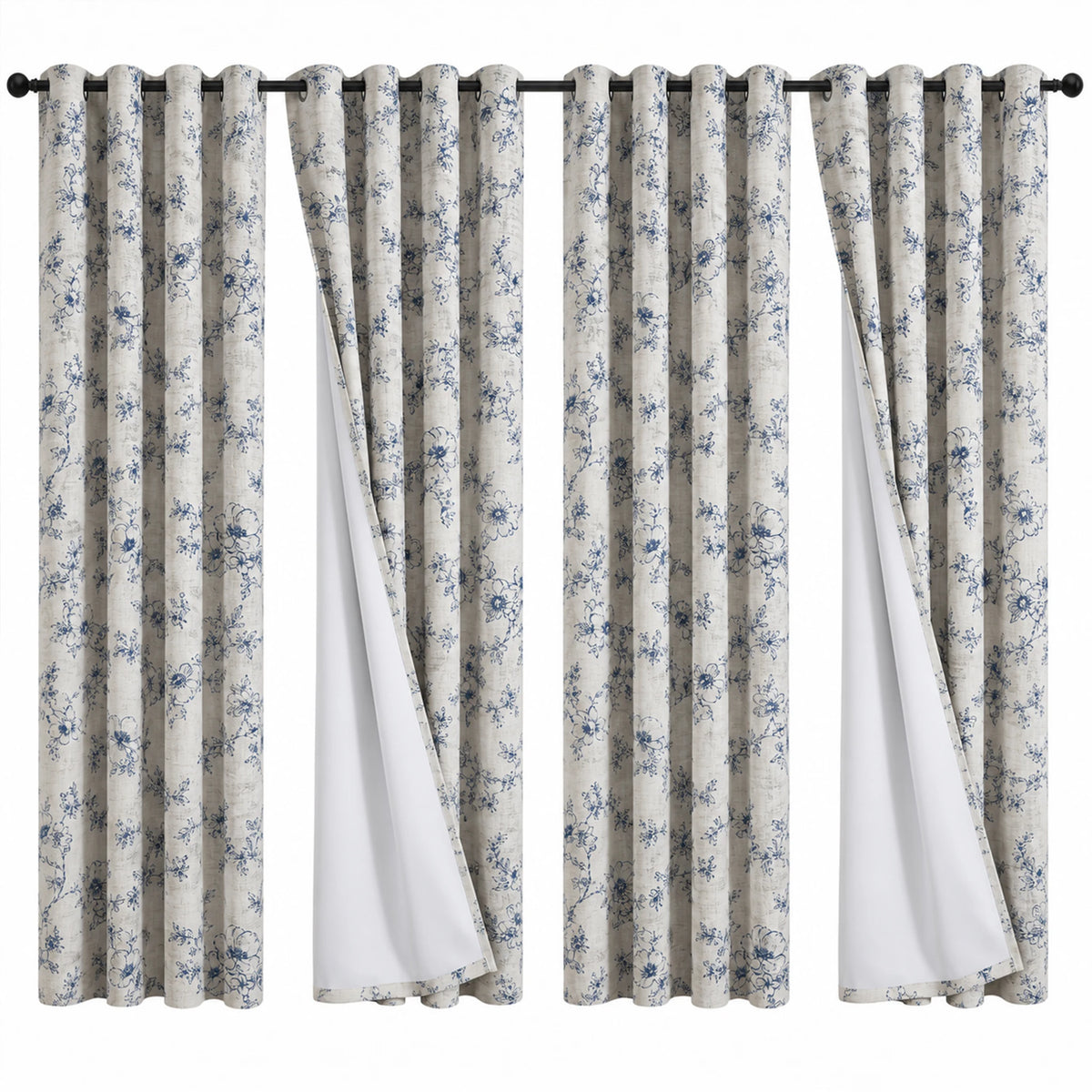 Floral Print Blackout Curtains With Thermal Insulation And Noise Reduction
