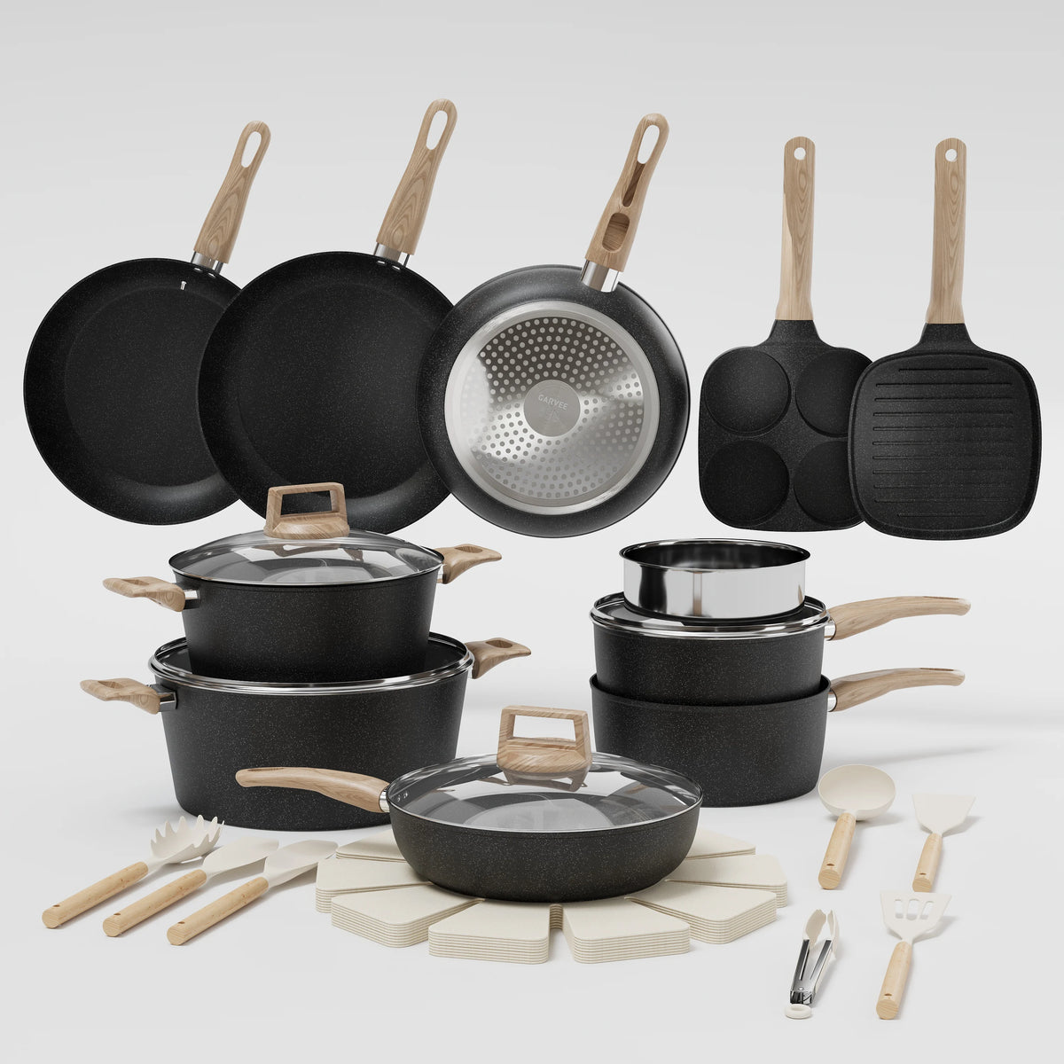 PFAS Free Ceramic Nonstick Cookware Set With Induction Compatibility