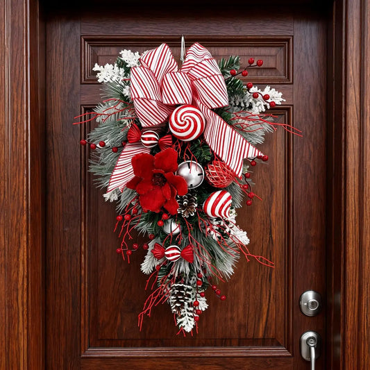 Garvee Artificial Christmas Door Swag With Faux Pine Holiday Greenery