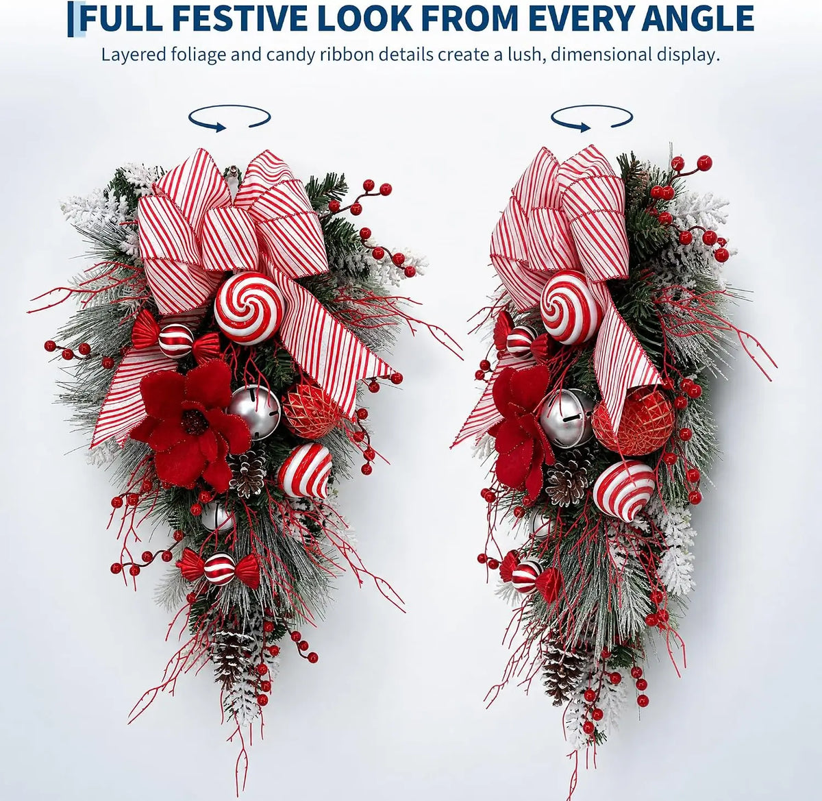 Garvee Artificial Christmas Door Swag With Faux Pine Holiday Greenery