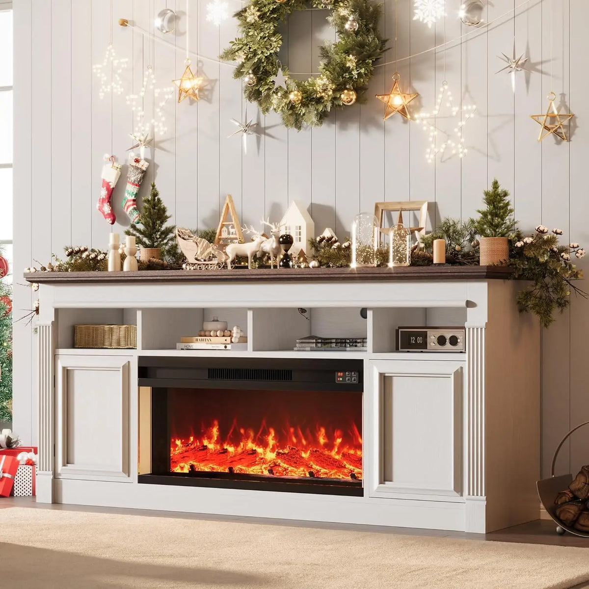 3D Electric Fireplace Heater With Mist Flame And Crackling Sound