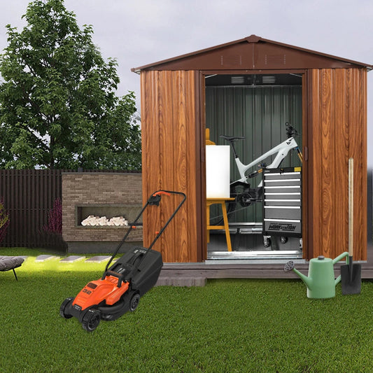 Outdoor Metal Garden Storage Shed With Foundation And Window