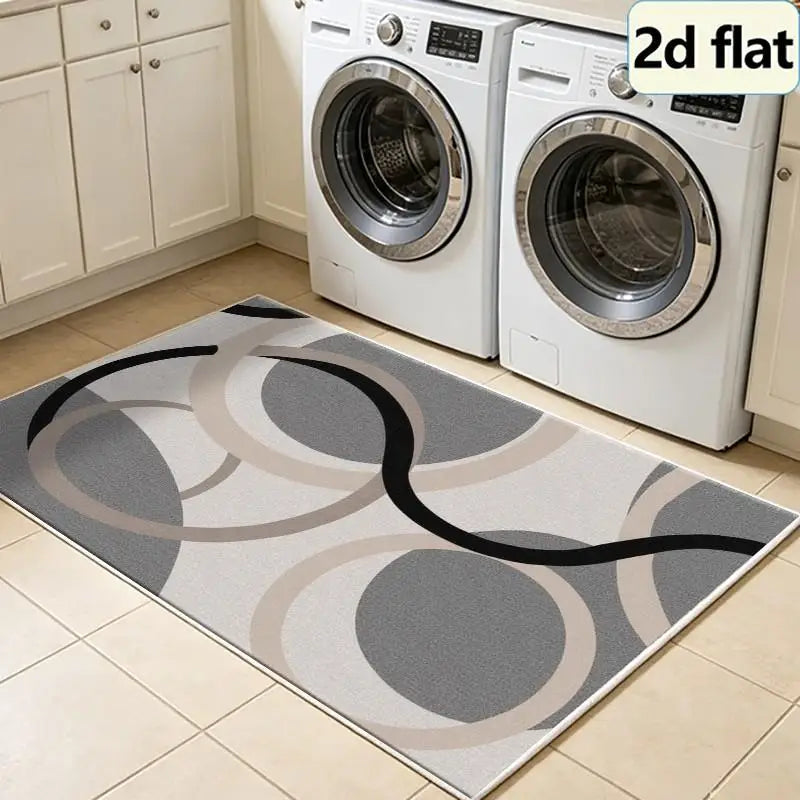 Abstract Curve Ring Pattern Area Rug For Living Room Office