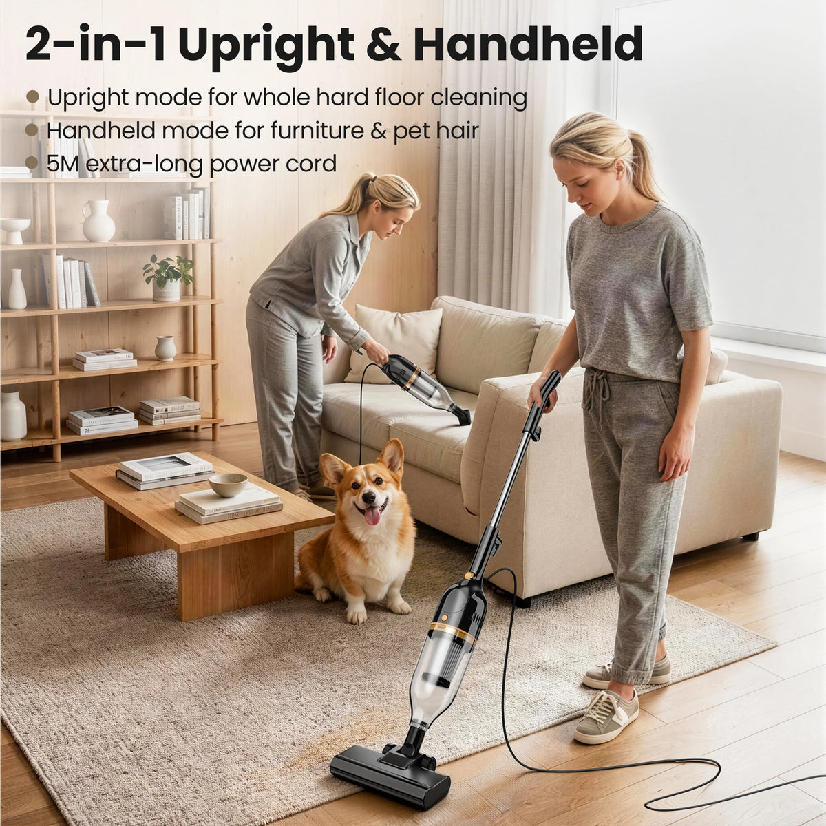 INSE R7 Corded Vacuum Cleaner Handheld Stick Vacuum 600W Powerful 3 In1 Lightweight Vacuum Cleaners for Home Hard Floor Pet Hair