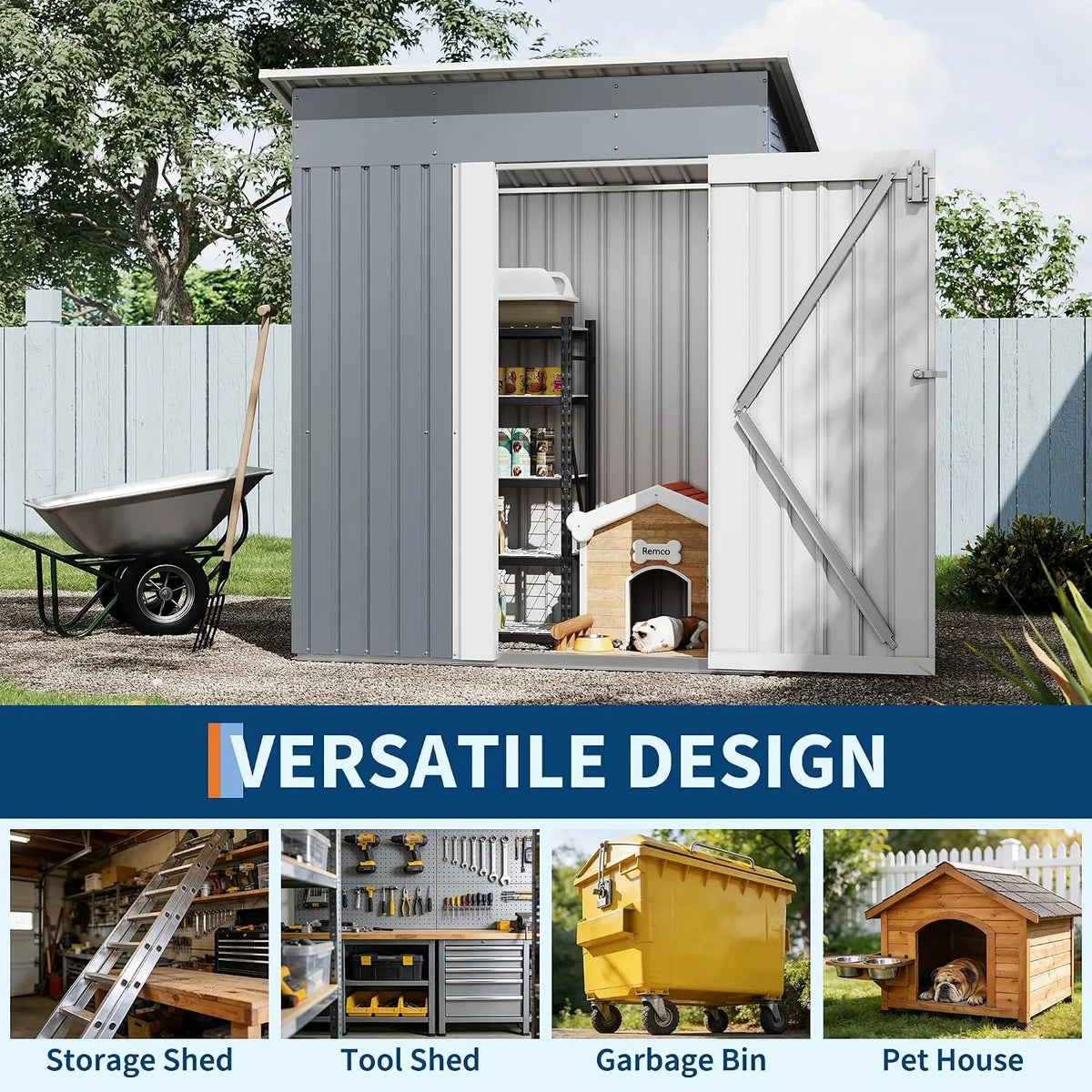 Metal Outdoor Storage Shed for Garden Tools and Patio Equipment