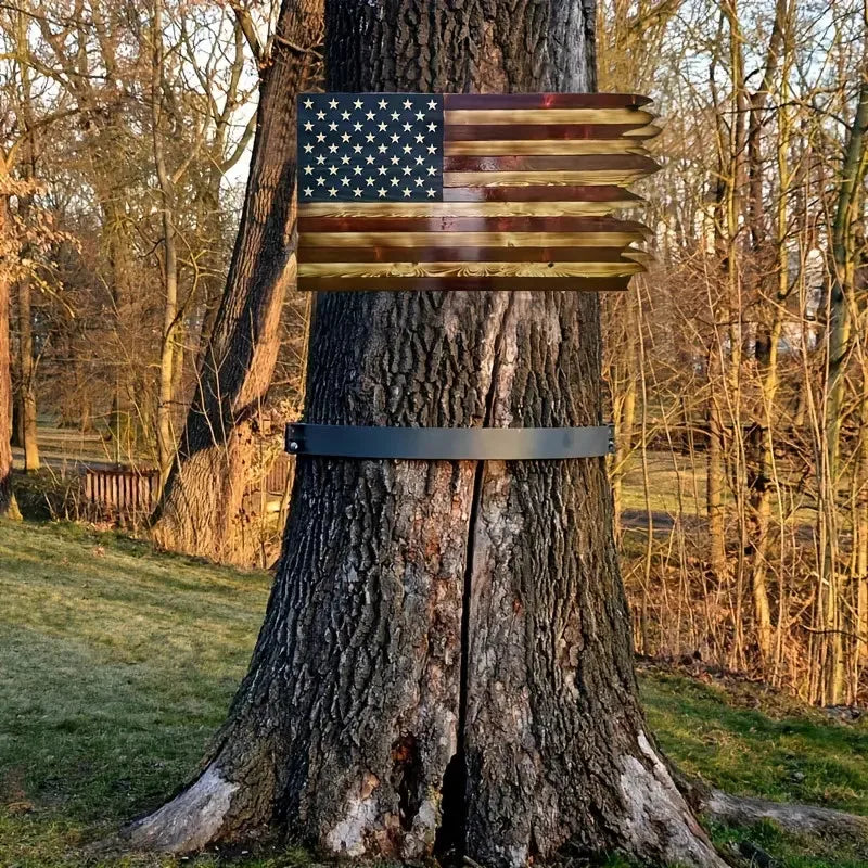American Wavy Flag Wooden Independence Day Home Decoration Gift 񟿿