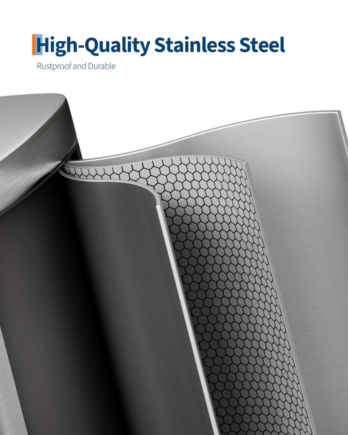 13 Gal / 50 L Step-On Trash Can, Stainless Steel Kitchen Garbage Can with Soft Close Lid, Removable Inner Bucket & Rear Handle for Easy Transport