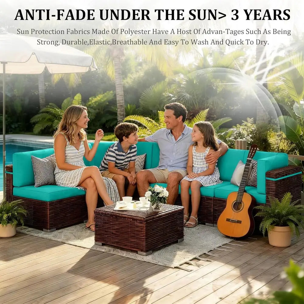 Outdoor Rattan Wicker Patio Sofa Set Weather Resistant Garden Furniture