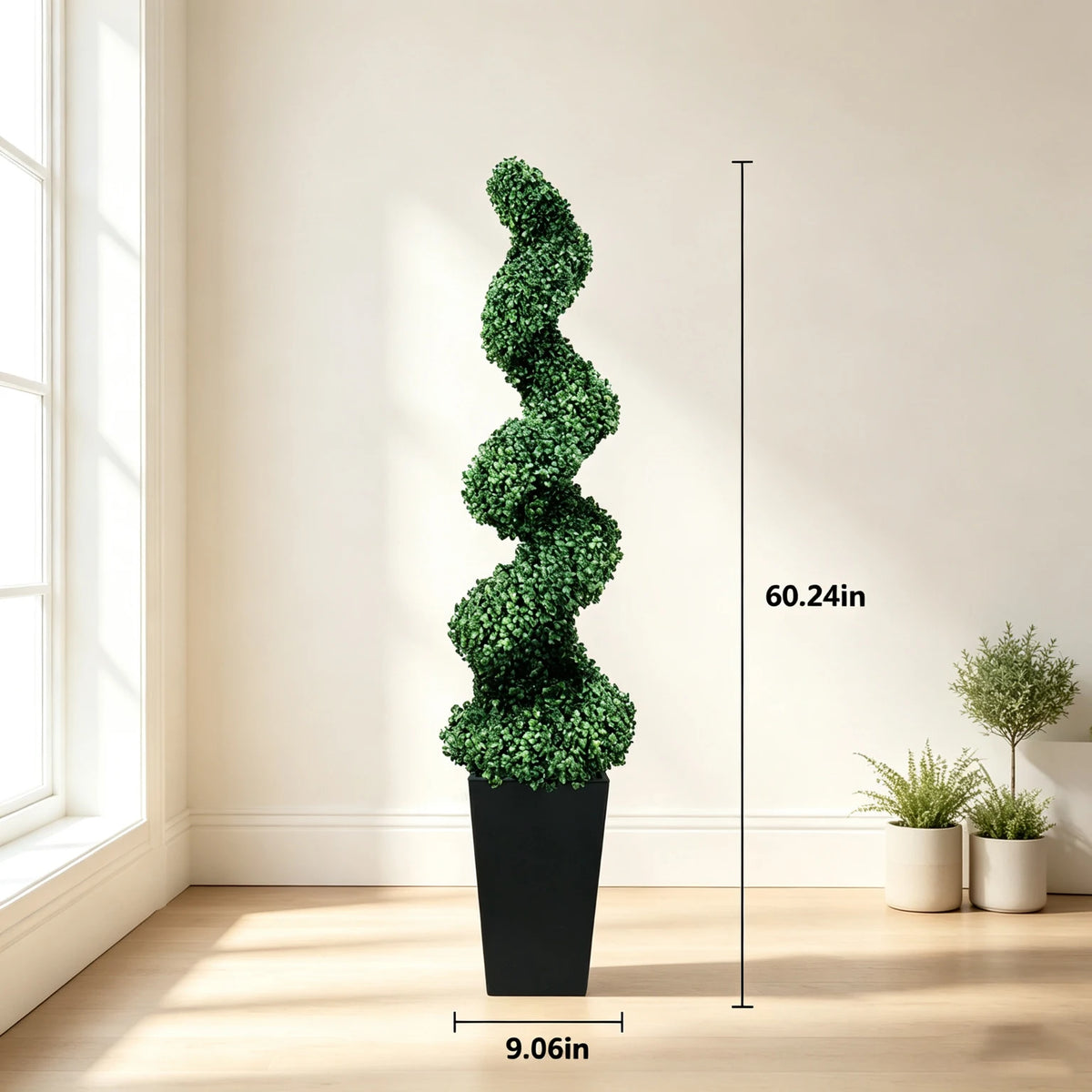 Olitree Artificial Boxwood Spiral Topiary Trees With Planters for Home