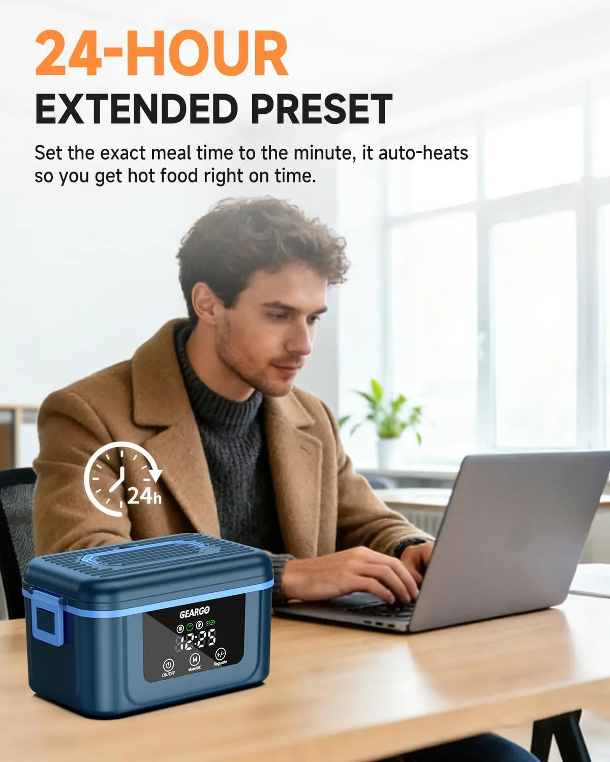 Cordless Rechargeable Heated Lunch Box With Ice Crystal Cooling Compartment
