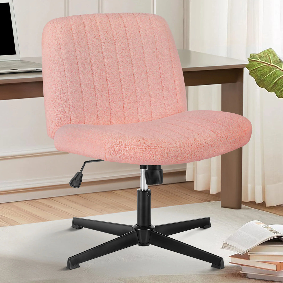MCQ Ergonomic Armless Office Chair With Adjustable Height Padded Backrest
