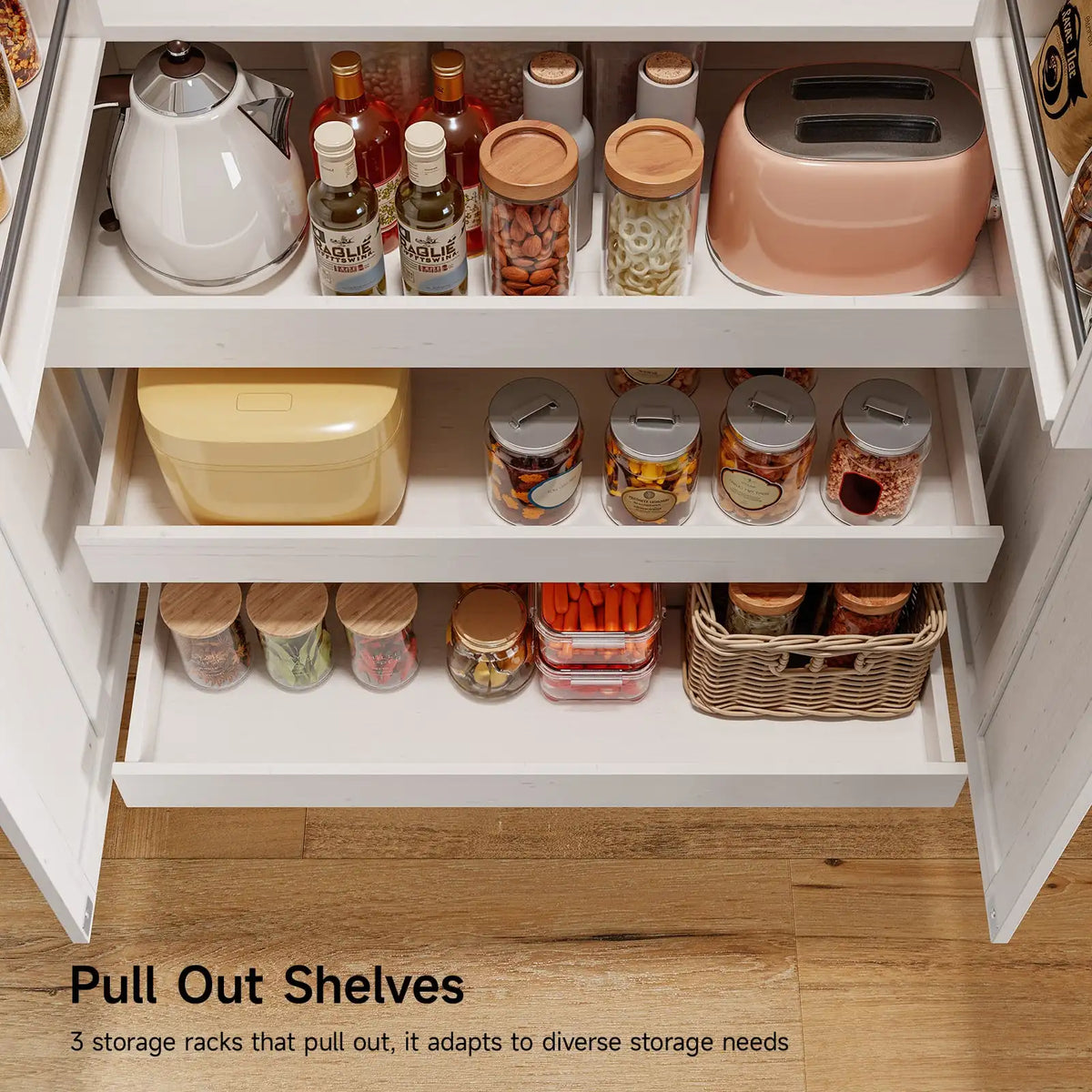ONBRILL Six Door Farmhouse Kitchen Pantry Cabinet With Shelves
